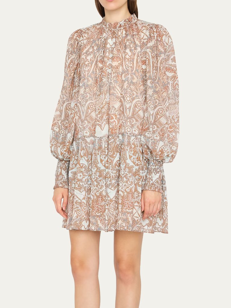 Ulla Johnson Maja Printed Drop Waist Mini Dress 6